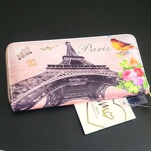 NWT IMOSHION USA beige Paris zip around wallet